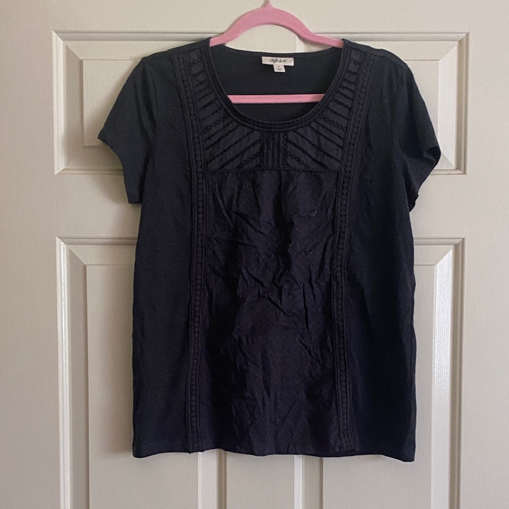 NWOT Style & Co. Black Short Sleeve Top, Size S